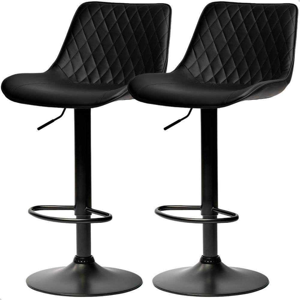 Banqueta Alta Cozinha Bar Balcão Para Bancada Encosto Kit 02 Unidades Preto - 1