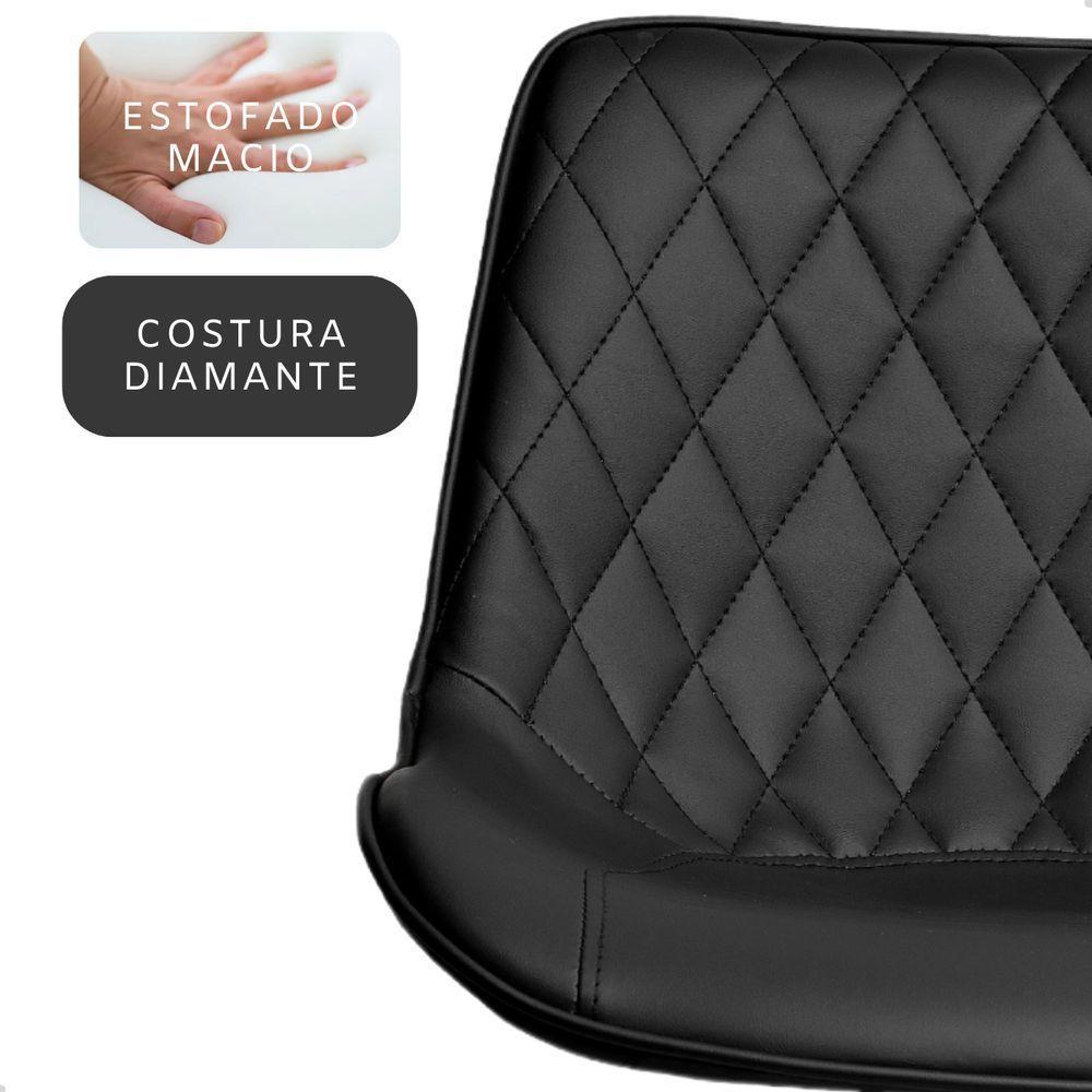 Banqueta Alta Cozinha Bar Balcão Para Bancada Encosto Kit 02 Unidades Preto - 6