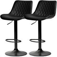 Banqueta Alta Cozinha Bar Balcão Para Bancada Encosto Kit 02 Unidades Preto - 1