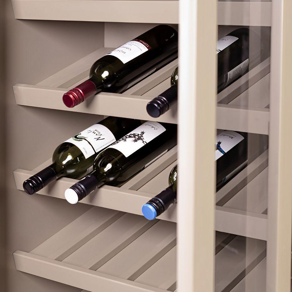 Adega Colonial Para Vinho Com 2 Portas De Vidro Fumê E Pés Luiz Xv - Amêndoa Com Tampo E Base Imbuia Glazer - 3