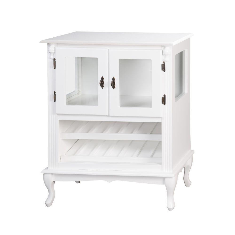 Adega Colonial De Madeira Com 2 Portas Para Até 12 Garrafas Com Pés Luiz Xv - Branco Laca - 1