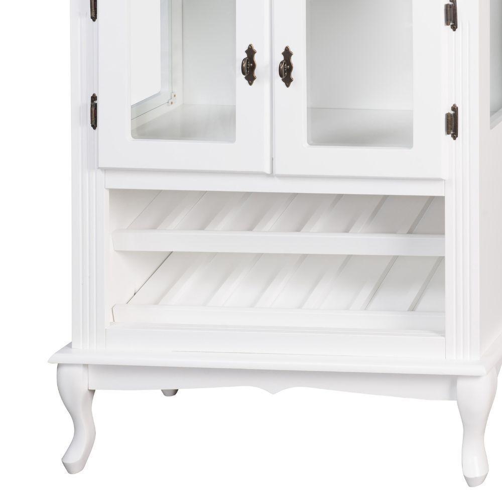 Adega Colonial De Madeira Com 2 Portas Para Até 12 Garrafas Com Pés Luiz Xv - Branco Laca - 3