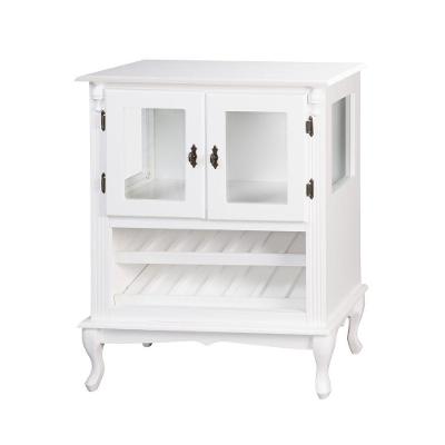 Adega Colonial De Madeira Com 2 Portas Para Até 12 Garrafas Com Pés Luiz Xv - Branco Laca