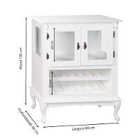 Adega Colonial De Madeira Com 2 Portas Para Até 12 Garrafas Com Pés Luiz Xv - Branco Laca - 4