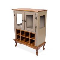 Adega De Madeira 2 Portas Com Suporte Para Taças E Pés Luiz Xv - Amêndoa Com Tampo Base E Colméia Imbuia Glazer - 2