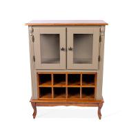 Adega De Madeira 2 Portas Com Suporte Para Taças E Pés Luiz Xv - Amêndoa Com Tampo Base E Colméia Imbuia Glazer - 3