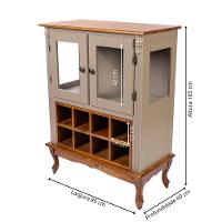 Adega De Madeira 2 Portas Com Suporte Para Taças E Pés Luiz Xv - Amêndoa Com Tampo Base E Colméia Imbuia Glazer - 4