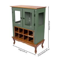 Adega De Madeira 2 Portas Com Suporte Para Taças E Pés Luiz Xv - Verde Kalle Com Tampo Base E Colméia Imbuia Glazer - 4