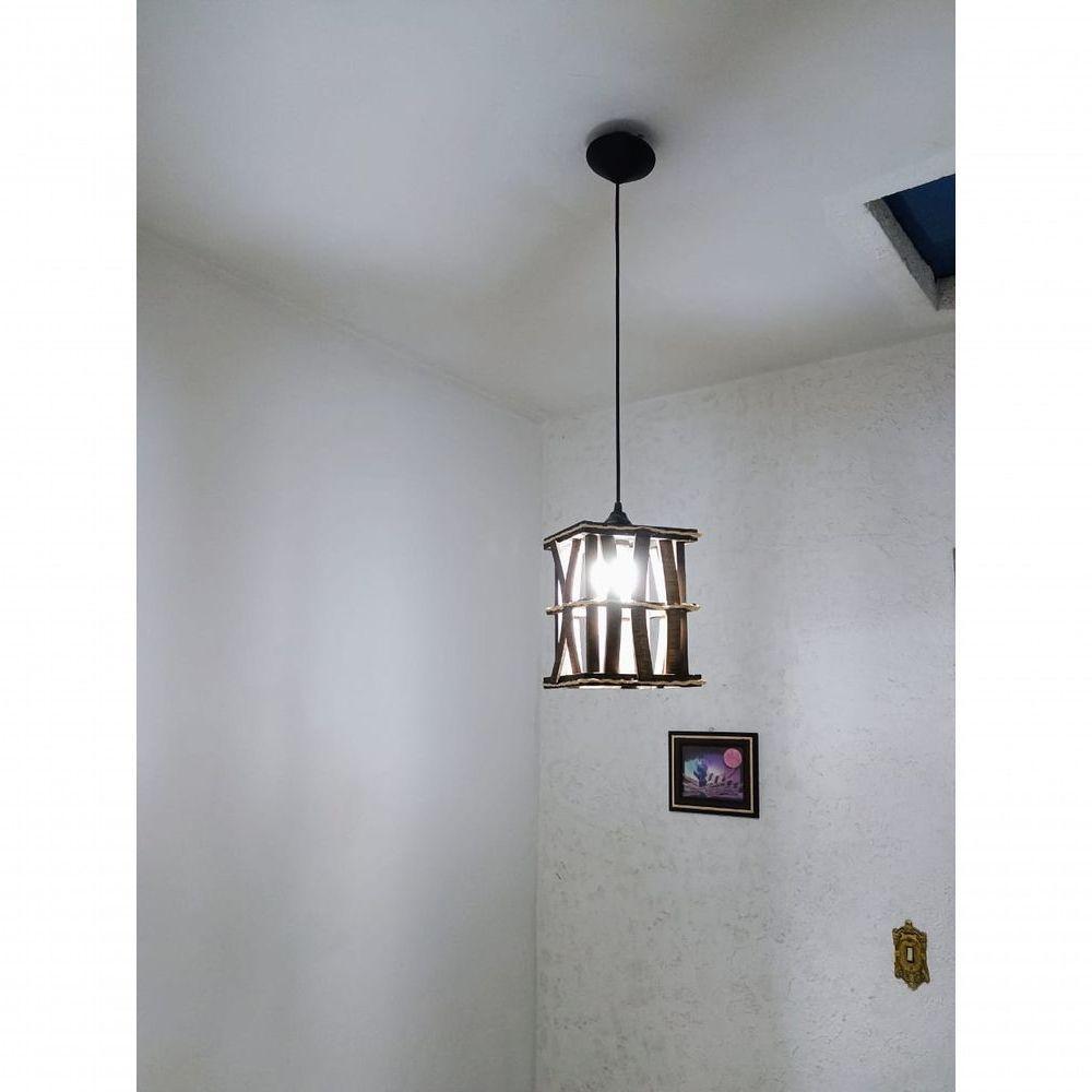 Lustre Luminária De Teto De Madeira Rustico Artesanal Decoração Sala Quarto Hotel Pousada - 2