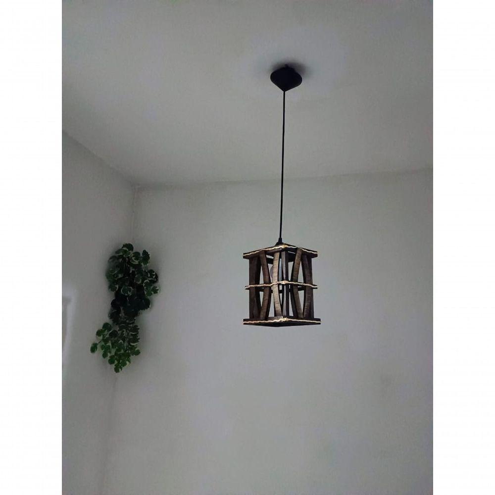 Lustre Luminária De Teto De Madeira Rustico Artesanal Decoração Sala Quarto Hotel Pousada - 3