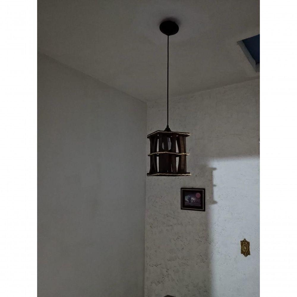 Lustre Luminária De Teto De Madeira Rustico Artesanal Decoração Sala Quarto Hotel Pousada - 4