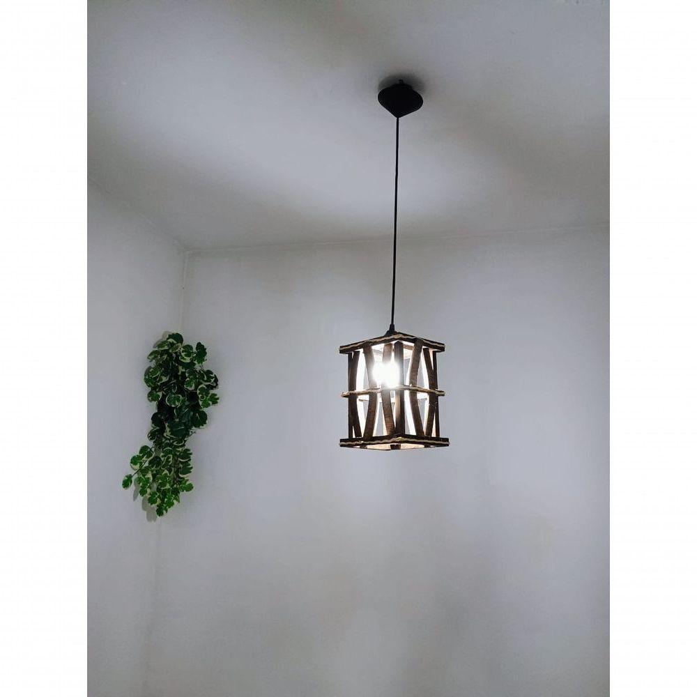 Lustre Luminária De Teto De Madeira Rustico Artesanal Decoração Sala Quarto Hotel Pousada - 5