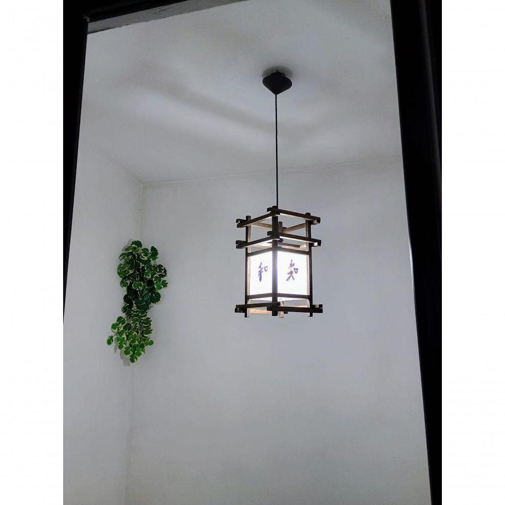 Luminária De Teto Rustico Lustre Ideograma Japonês Sala Restaurante Spa Pousada Hotel - 4