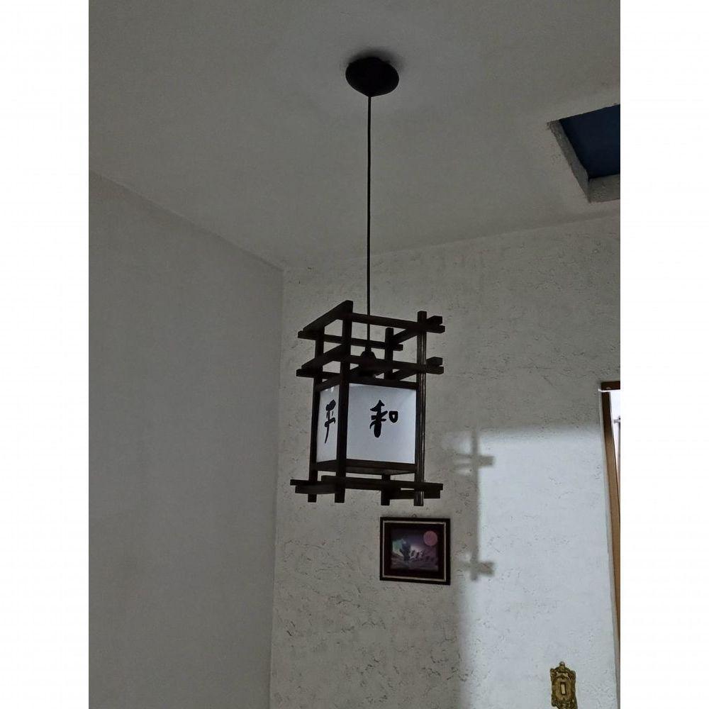 Luminária De Teto Rustico Lustre Ideograma Japonês Sala Restaurante Spa Pousada Hotel - 5