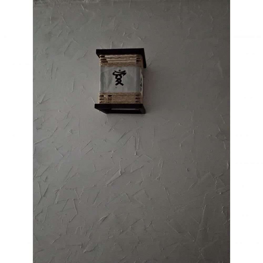 Arandela Luminária De Parede Rustica Oriental Com Ideograma Artesanal Sala Quarto Madeira Pousada - 4