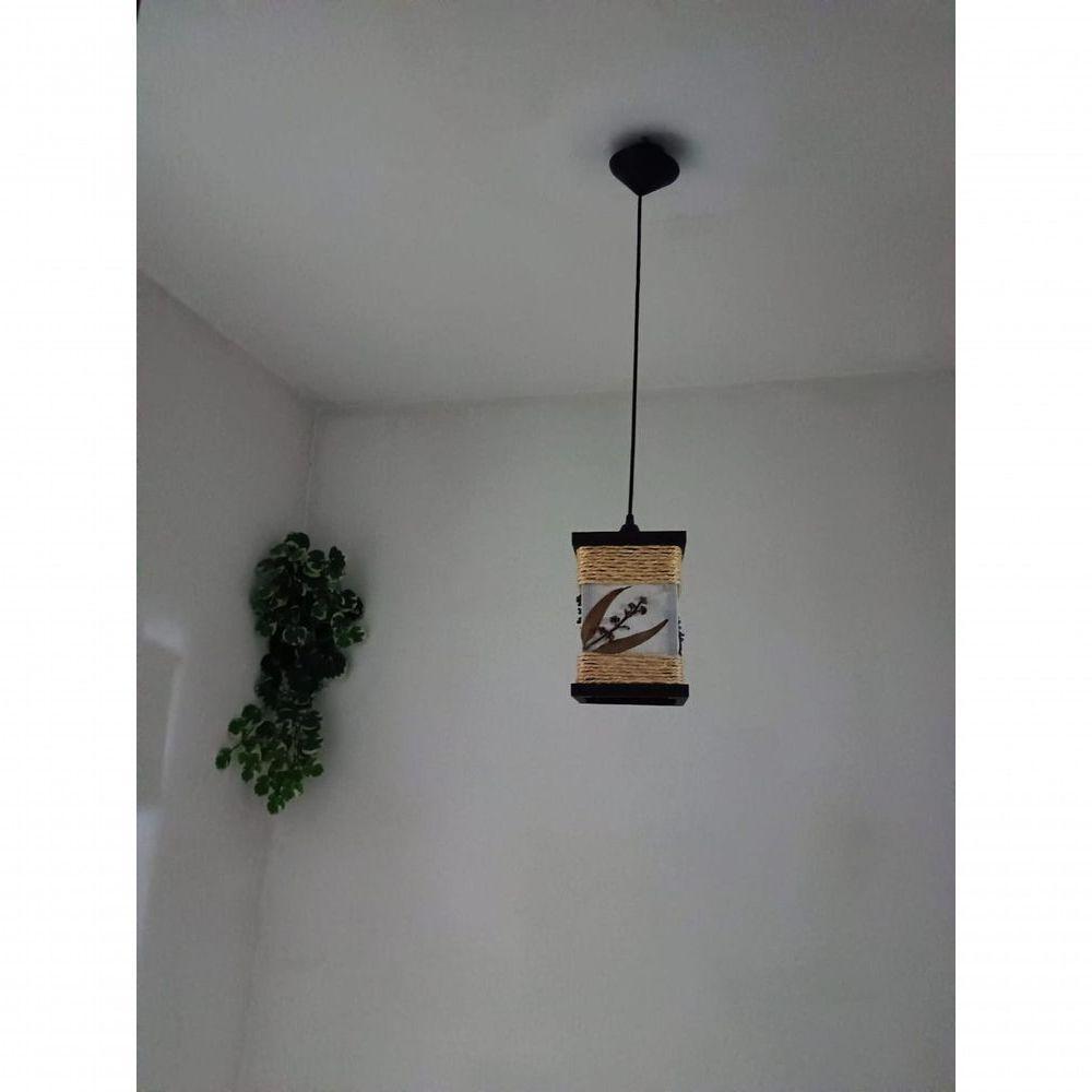 Lustre De Teto Luminária Rústico De Corda Artesanal Decoração Sala Quarto Hotel Pousada - 2