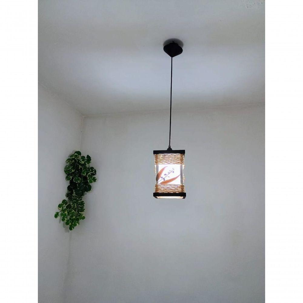 Lustre De Teto Luminária Rústico De Corda Artesanal Decoração Sala Quarto Hotel Pousada - 4