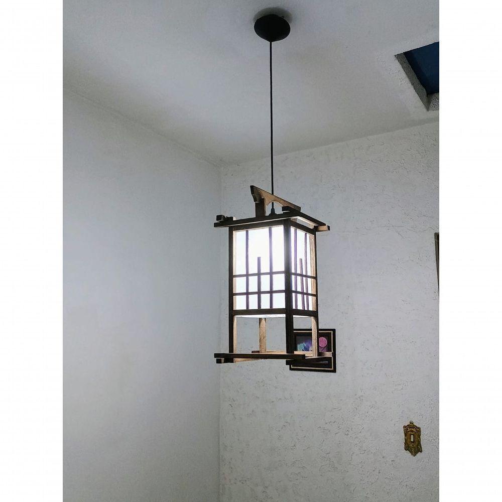 Lustre Oriental Luminária Estilo Japonês Rustico Artesanal Sala Quarto Restaurante Hotel Pousada - 2