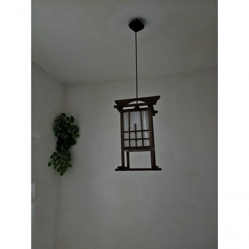 Lustre Oriental Luminária Estilo Japonês Rustico Artesanal Sala Quarto Restaurante Hotel Pousada - 4