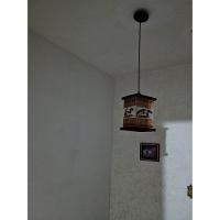 Luminária De Teto Lustre Rústico Bambu Tecido Artesanal Madeira Sala Quarto Hotel Pousada - 3