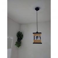 Lustre De Teto Luminária Rústico De Corda Japonês Ideograma Artesanal Madeira Sala Quarto Hotel - 5