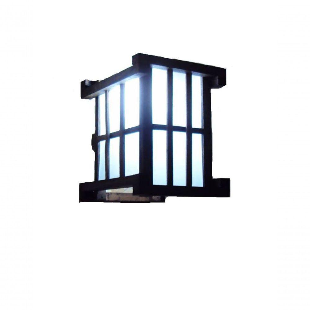 Arandela Luminária De Parede Rustica Oriental Japonês Artesanal Madeira Sala Pousada Hotel - 1