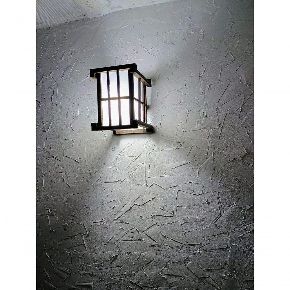 Arandela Luminária De Parede Rustica Oriental Japonês Artesanal Madeira Sala Pousada Hotel - 6