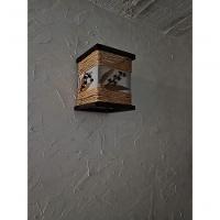 Arandela Rustica Luminária De Corda Com Folhagem Madeira Artesanal Sala Quarto Hotel Pousada - 3