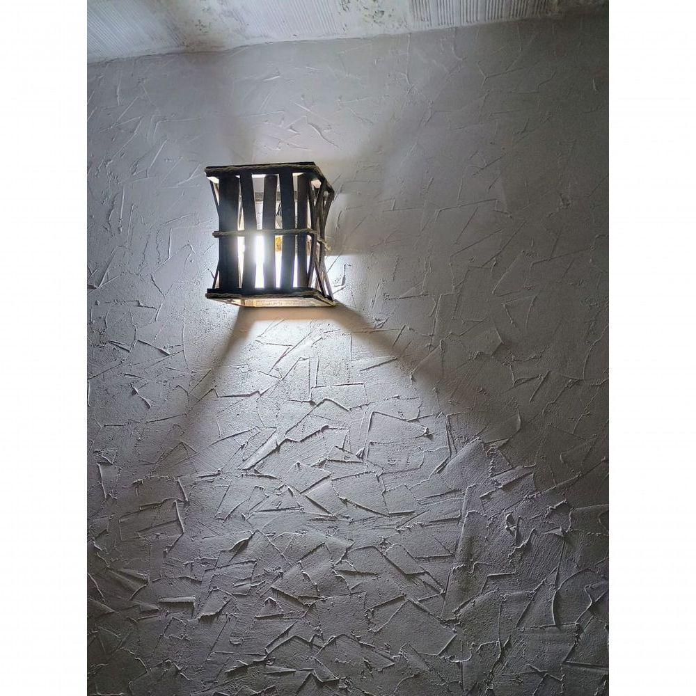 Arandela Luminária De Parede Rustico Oriental De Madeira Sala Quarto Artesanal Hotel Pousada - 2