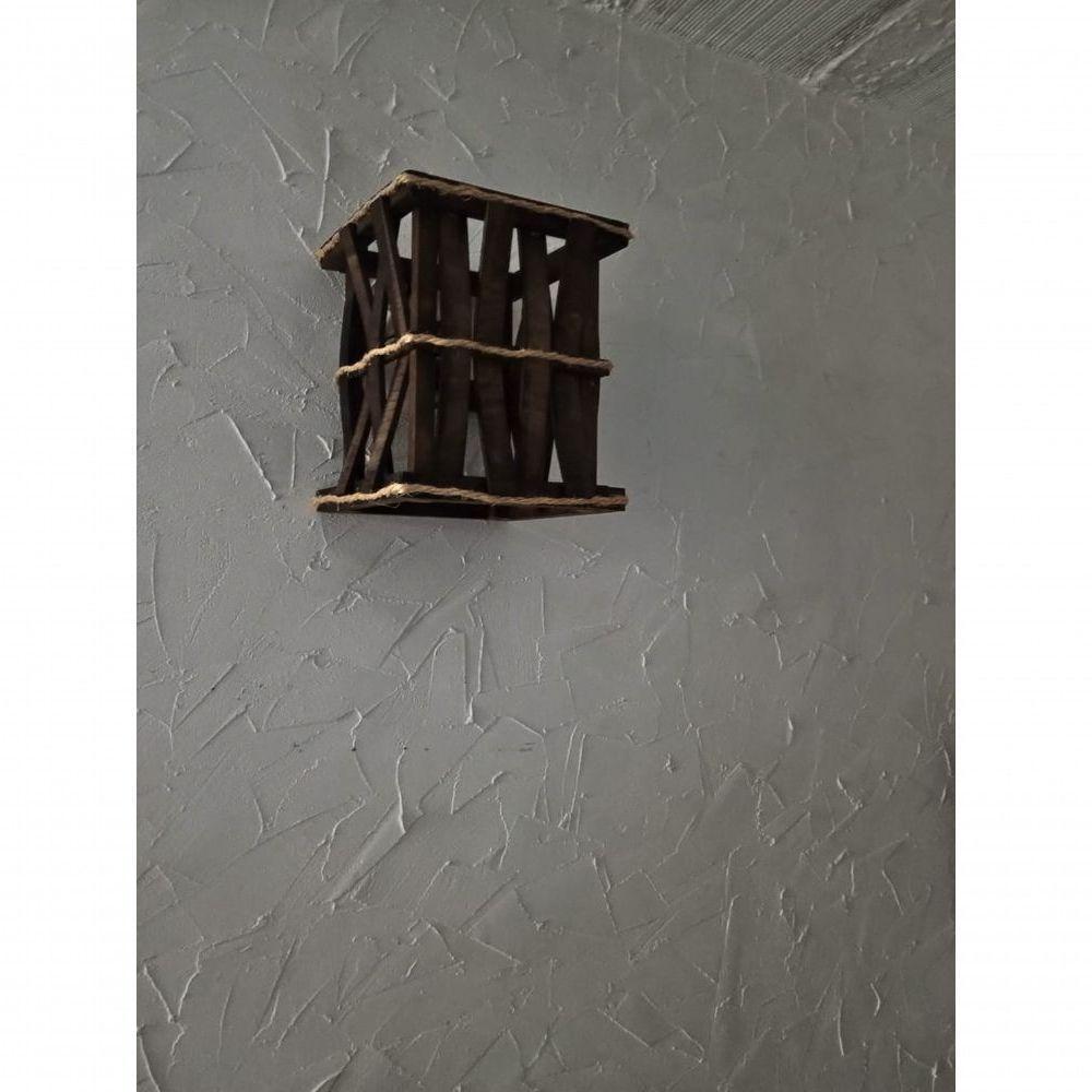 Arandela Luminária De Parede Rustico Oriental De Madeira Sala Quarto Artesanal Hotel Pousada - 4