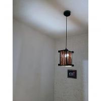 Lustre De Teto Luminária Rústico Japonês Pendente Telinha De Bambu Artesanal Sala Quarto Pousada - 5