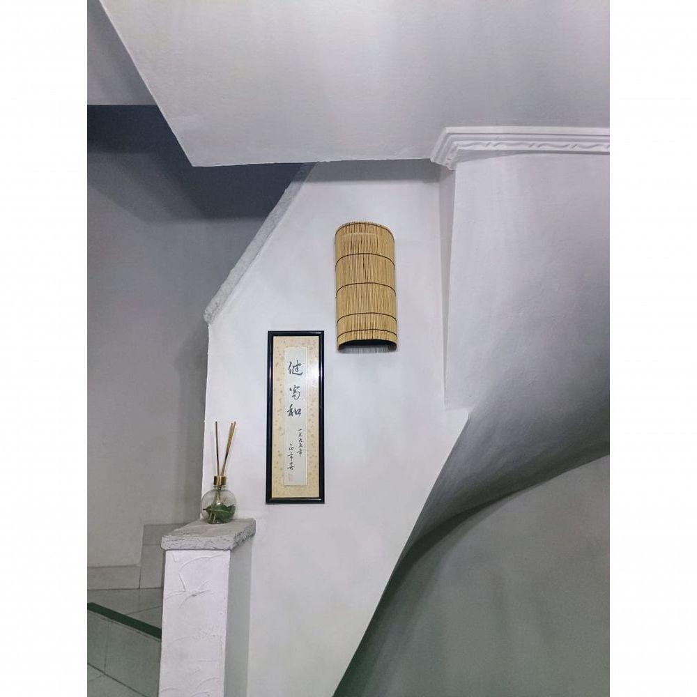 Luminária De Parede Arandela Rustica Telinha De Bambu Oval Artesanal Sala Quarto Hotel Pousada - 8