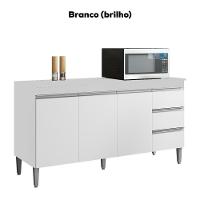 Balcão Com Tampo 3 Portas 3 Gavetas 160 Cm Andreia Branco Reajl Moveis