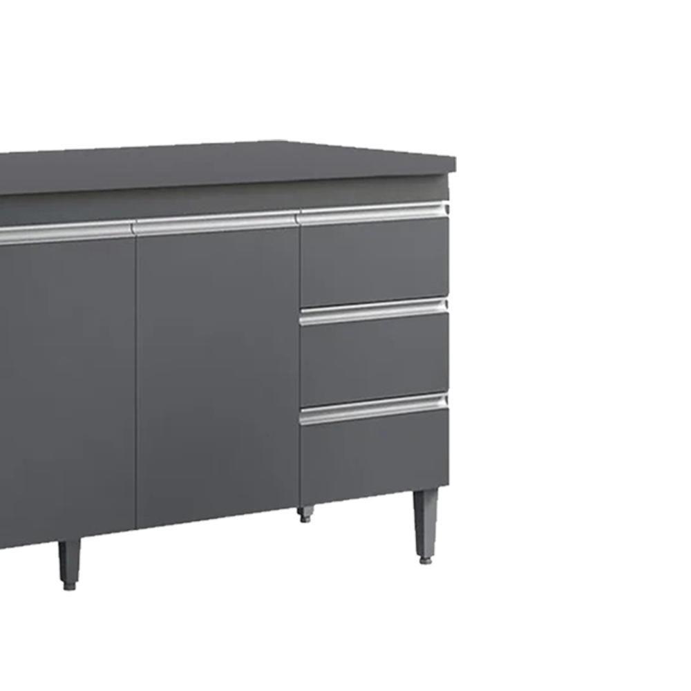 Balcão Com Tampo 3 Portas 3 Gavetas 150 Cm Andreia Cinza Reajl Moveis - 6