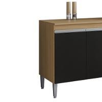 Balcão Com Tampo 3 Portas 3 Gavetas 160 Cm Andreia Amendoa Preto Reajl Moveis - 5