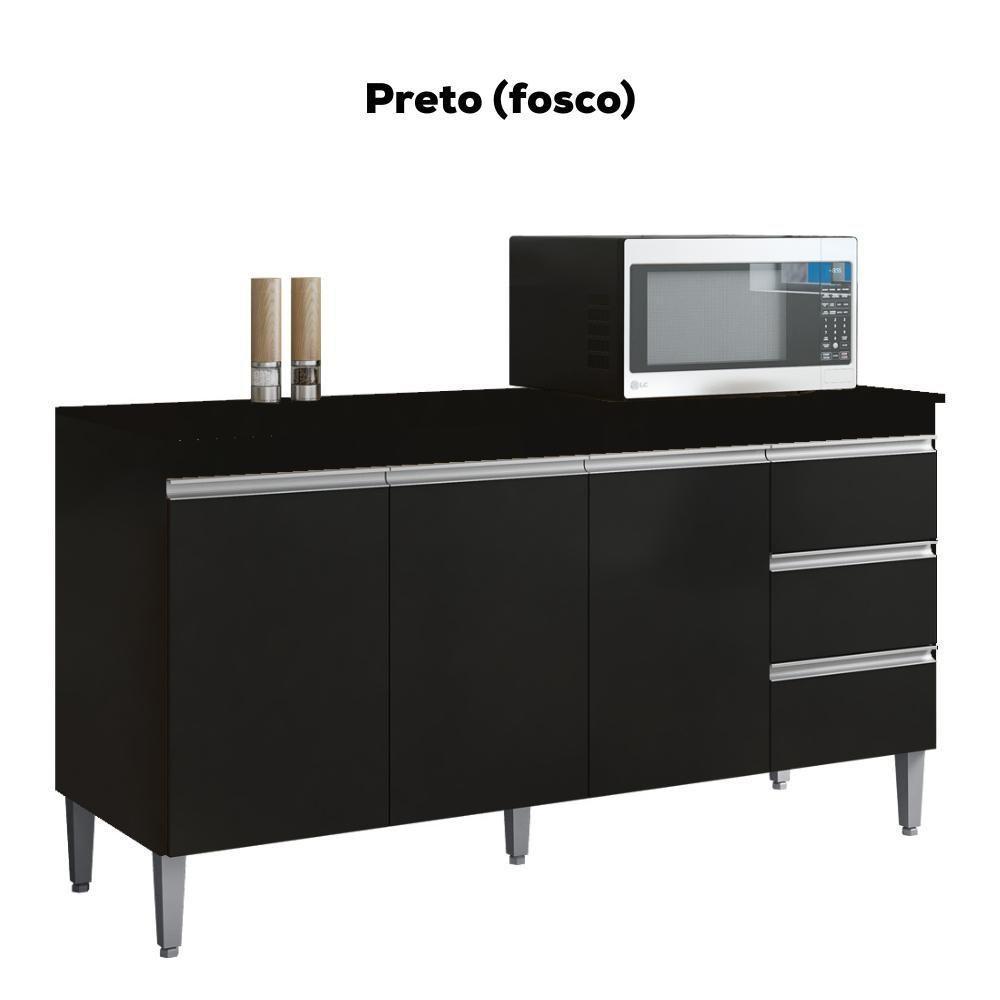 Balcão Com Tampo 3 Pt 3 G 150 Cm Andreia Preto Reajl Moveis - 4