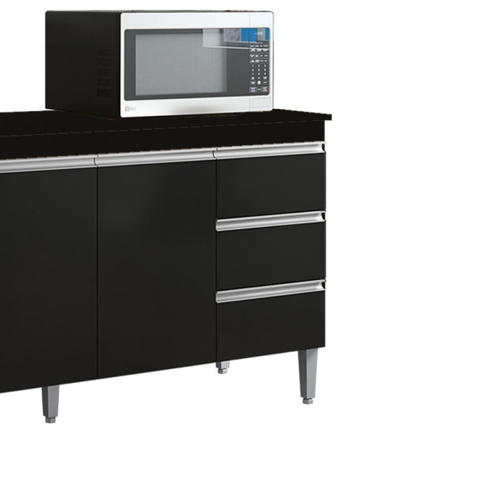 Balcão Com Tampo 3 Pt 3 G 150 Cm Andreia Preto Reajl Moveis - 6