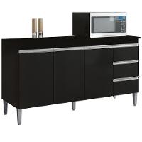 Balcão Com Tampo 3 Pt 3 G 150 Cm Andreia Preto Reajl Moveis - 1