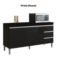 Balcão Com Tampo 3 Pt 3 G 150 Cm Andreia Preto Reajl Moveis