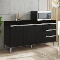 Balcão Com Tampo 3 Pt 3 G 150 Cm Andreia Preto Reajl Moveis - 7