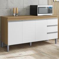 Balcão Com Tampo 3 Pt 3 G 160 Cm Andreia Amendoa Branco Reajl Moveis - 2