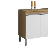 Balcão Com Tampo 3 Pt 3 G 160 Cm Andreia Amendoa Branco Reajl Moveis - 5