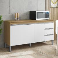 Balcão Com Tampo 3 Pt 3 G 160 Cm Andreia Amendoa Branco Reajl Moveis - 7