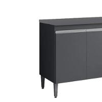 Balcão Com Tampo 3 Portas 3 Gavetas 160 Cm Andreia Cinza Reajl Moveis - 5