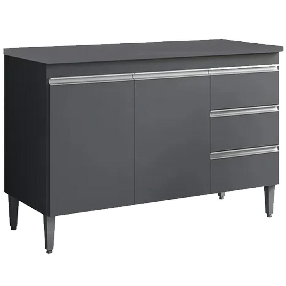 Balcão Com Tampo 2 Portas E 3 Gavetas 100 Cm Andreia Cinza Reajl Moveis - 1