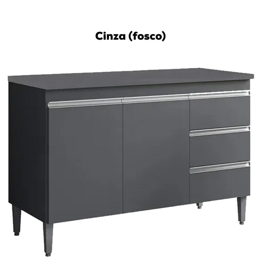 Balcão Com Tampo 2 Portas E 3 Gavetas 100 Cm Andreia Cinza Reajl Moveis - 4