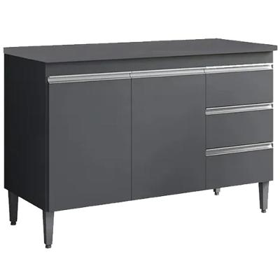 Balcão Com Tampo 2 Portas E 3 Gavetas 100 Cm Andreia Cinza Reajl Moveis