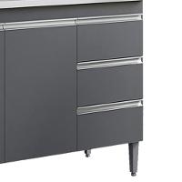 Balcão Com Tampo 2 Portas E 3 Gavetas 100 Cm Andreia Cinza Reajl Moveis - 5