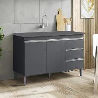 Balcão Com Tampo 2 Portas E 3 Gavetas 100 Cm Andreia Cinza Reajl Moveis - 6