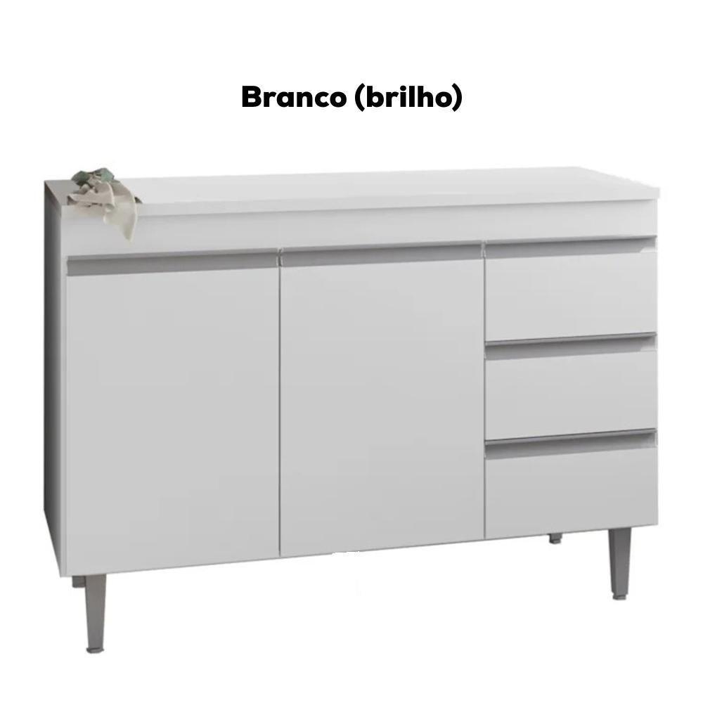 Balcão Com Tampo 2 Portas E 3 Gavetas 100 Cm Andreia Branco Reajl Moveis - 4